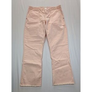Sanctuary Standard Surplus Pink Flare Cargo Pants Frayed Hem Size 29 Soft Girl